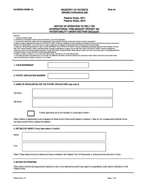 Fillable Online PATENTS FORM 15 REGISTRY OF PATENTS BRUNEI Fax Email