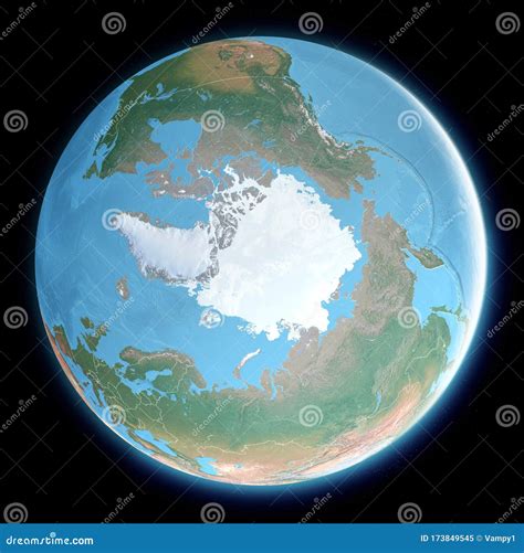 Mapa Del Polo Norte. Cambio Climático Del Derretimiento Del Hielo ...