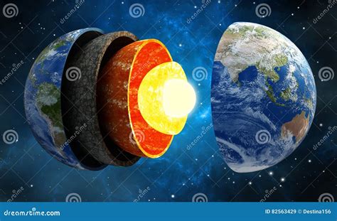 3d Illustration Showing Layers Of The Earth In Space Stock Illustration