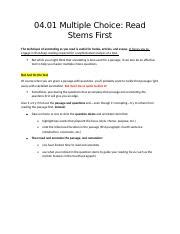 04 01 Multiple Choice Read Stems First Notes Docx 04 01 Multiple