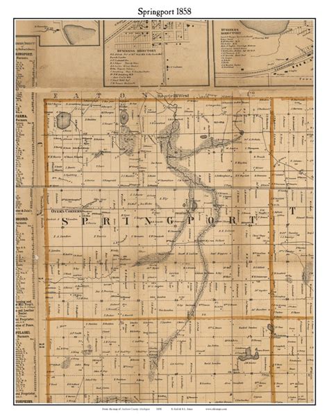 Springport Old Town Map With Homeowner Names Michigan Etsy