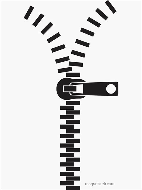 "Black and white drawing with zipper lines" Sticker by magenta-dream ...