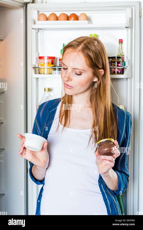 Woman Checking The Composition And Nutrition Facts Stock Photo Alamy