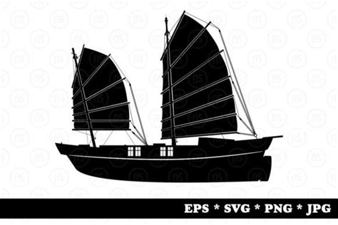 Silhouette Of A Junk Ship Graphic By Norsob Creative Fabrica