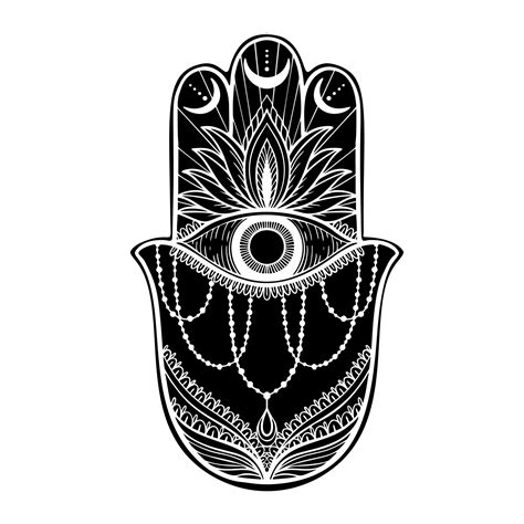 Graphic Hamsa Hand Traditional Abstract Isolated In White Background