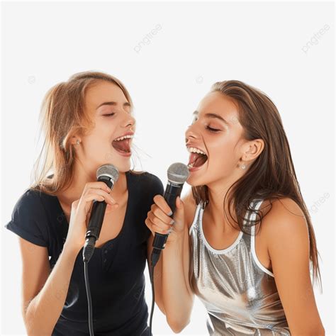 Two Friends Singing Karaoke People Singing Music Microphone Png