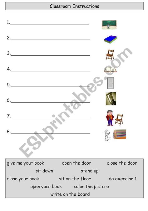 Classroom Instructions Esl Worksheet By Preparemylessons