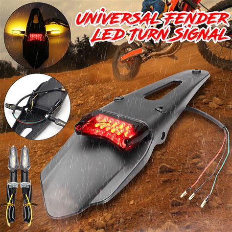 New 12v Motorcycle Enduro Led Rear Fender Brake Tail Light With Turn