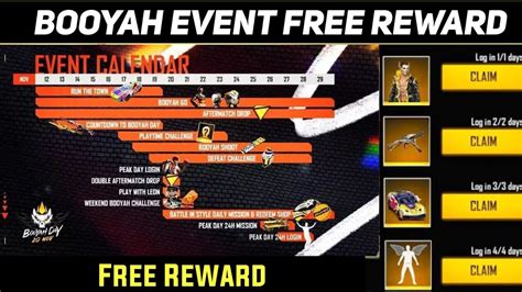 Booyah Day Calendar In Free Fire Booyah Day Event Free Reward New