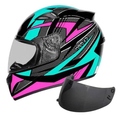 Capacete de moto feminino EBF Esportivo mais viseira fumê tamanho 60