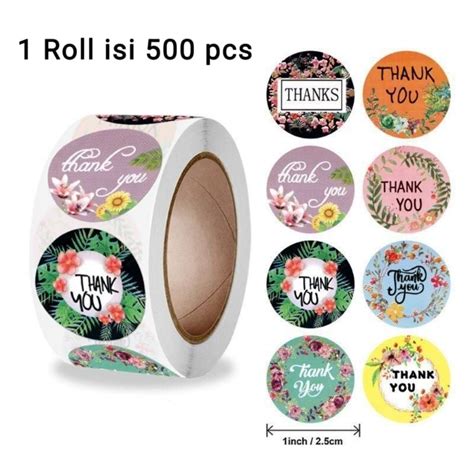 Jual Sticker Thankyou 1 Roll 500pcs Sticker Thank You Sticker