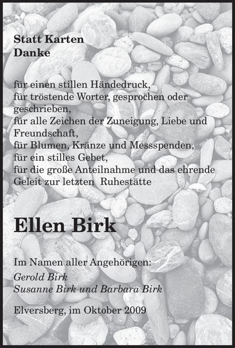 Traueranzeigen Von Ellen Birk Saarbruecker Zeitung Trauer De