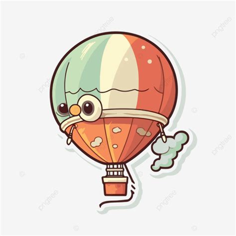 Sticker Of A Cute Cartoon Hot Air Balloon Vector Inflation Sticker Cartoon PNG And Vector