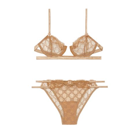 Gucci Gg Embroidered Tulle Lingerie Set In White Modesens