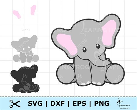 Baby Elephant SVG Cricut Cut Files Layered Silhouette Etsy