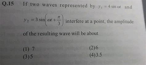 If The Two Waves Represented By Y1 4 Sin ω T And Y2 3 Sin ω T Pi