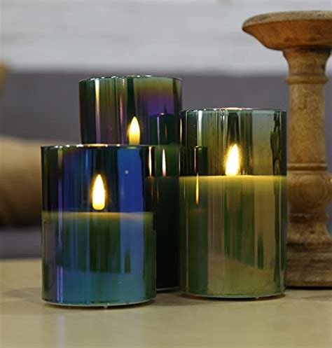 Eywamage Glass Flameless Candles With Remote Flickering Real Wick Wax