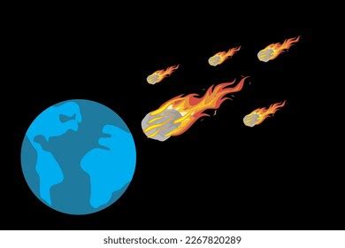 Meteor Vector Hitting Earth Asteroid Outer Stock Vector (Royalty Free ...