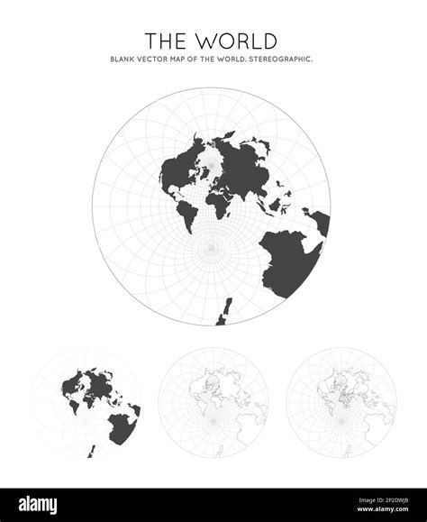 Map Of The World Stereographic Globe With Latitude And Longitude