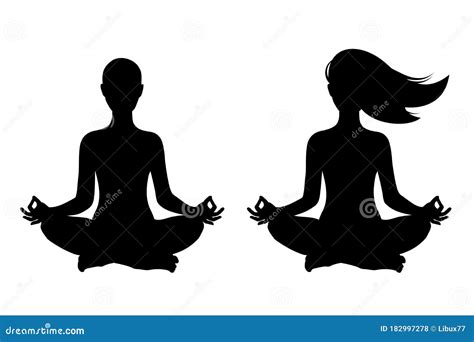 Silhouette Of Women Doing Yoga Lotus Pose Isolated Vector Stock Vector