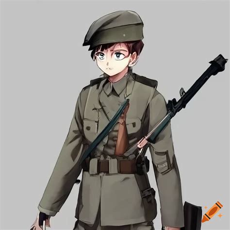 Grey Uniform Ww2 Anime Boy Medic