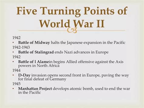 PPT Five Turning Points Of World War II PowerPoint Presentation Free