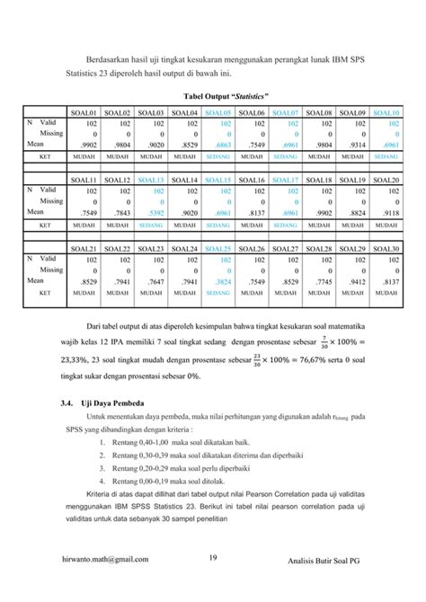 Analisis Butir Soal Pilihan Ganda Matematika Wajib Kelas Xii Ipa Pdf