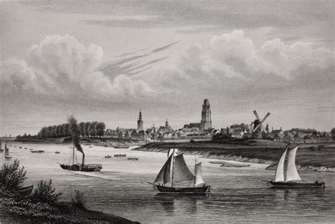 ZALTBOMMEL Terwen 1858 Antieke Staalgravure Prent Hart