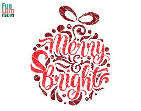 Merry And Bright Svg Ornamnent Christmas Svg Leaf Leaves Swirl