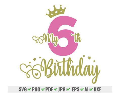 Th Birthday Svg Sixth Birthday Svg Birthday Svg My Th Birthday Svg