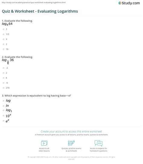 Evaluate Logarithms Worksheet Printable Word Searches