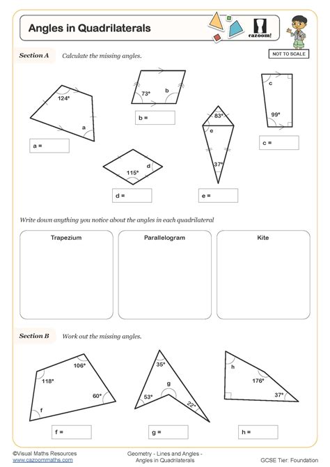 Angles In Quadrilaterals Worksheet Printable Pdf Worksheets Worksheets Library