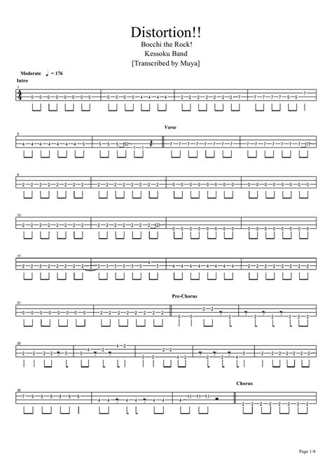 Kessoku Band Distortion Bass Tab Sheets By Muya