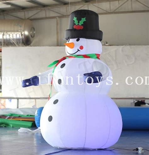 Led Inflatable Snowman With Hat Christmas Snowman For Outdoor