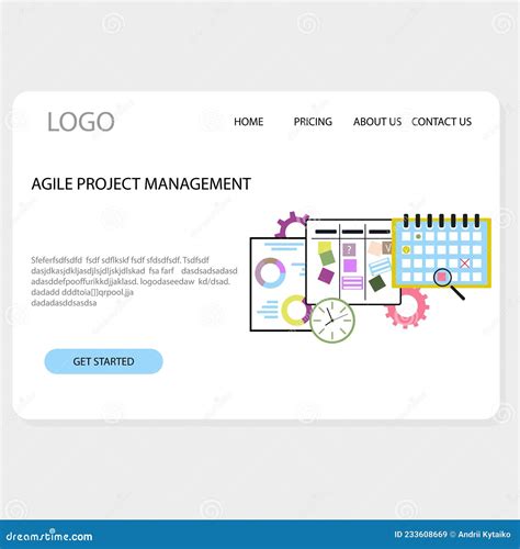 Agile Project Management Concept Landing Page Website Stock Vector