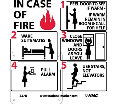 HOTEL MOTEL FIRE EMERGENCY INSTRUCTIONS W GRAPHIC 7X7 PS Vinyl