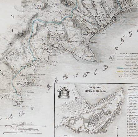 Monaco Carta Topografica Del Principato Di Monaco First Edition