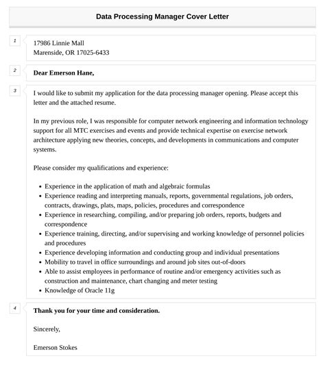 Data Processing Manager Cover Letter Velvet Jobs