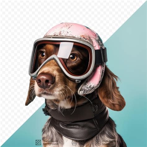 Un Chien De Ski Portant Un Casque Et Des Lunettes Sur Fond Transparent