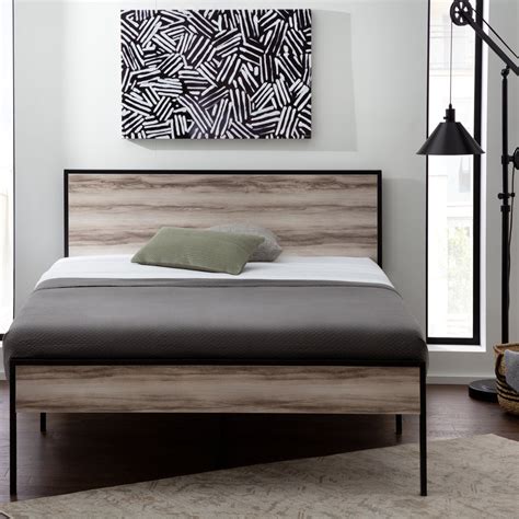 Carson Wood And Metal Platform Bed Frame With Headboard Edenbrook