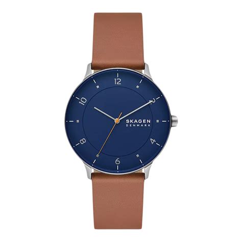 Jam Tangan Pria Skagen Riis SKW6885 Men Blue Dial Brown Leather Strap