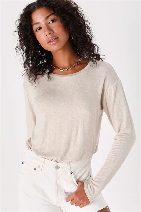 Taupe Bodysuit Long Sleeve T Shirt Bodysuit Women S Tops Lulus