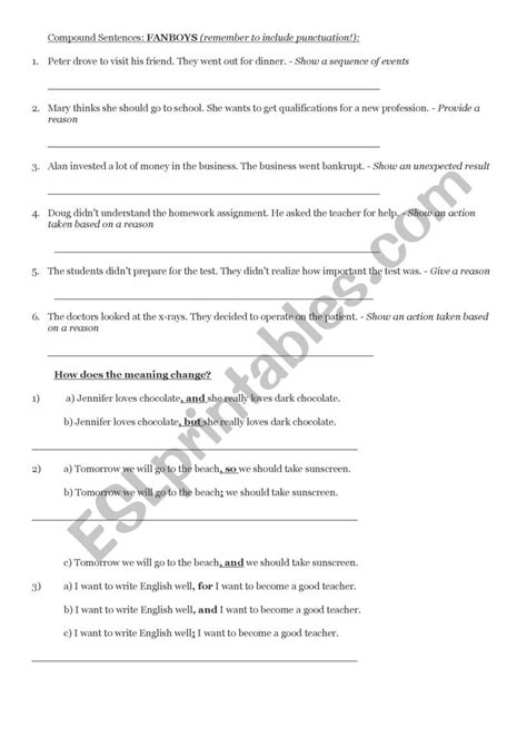 Compound Sentence Worksheet Pdf