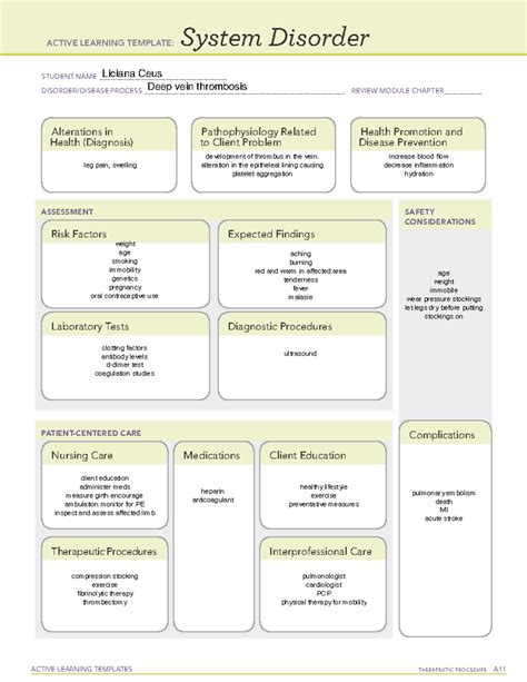 Deep Vein Thrombosis Ati Template ACTIVE LEARNING TEMPLATES