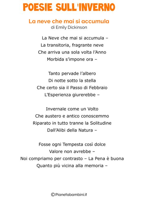 Poesie Sull Inverno Per Bambini Pianetabambini It