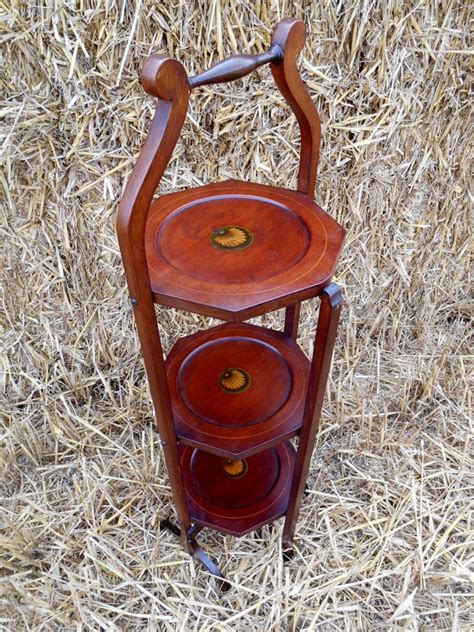 Antique Cake Stand 3 Tier Folding Wooden Pie Stand In Mahony Etsy