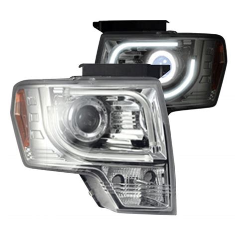 Recon Ford F Chrome Led Drl Bar Projector Headlights