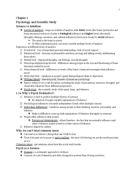 Psych Exam 1 Review Chapter 1 Psychology And Scientific Study Science