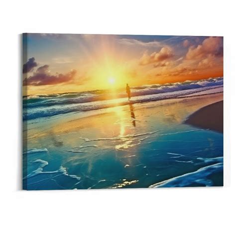 Chilfamy Beach Pictures Wall Art Canvas Prints Seascape Themed Decor