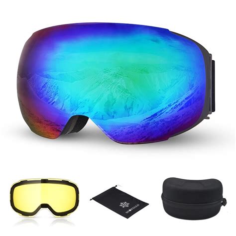 Ski Goggles Snow Dual Layers Day Night Lens Magnetic Skiing Uv400 Snowboard Eyewear Men Women